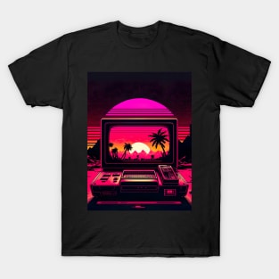 Gaming Console Under Synthwave Sun T-Shirt